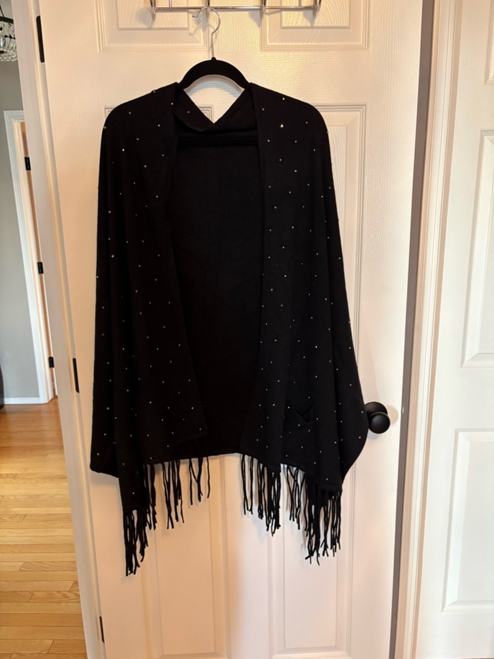 Black Fringe Wrap with Stud Detailing